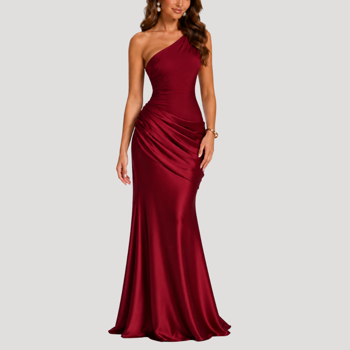 Women's Long Dress One Shoulder Bodycon Bridesmaid Gown