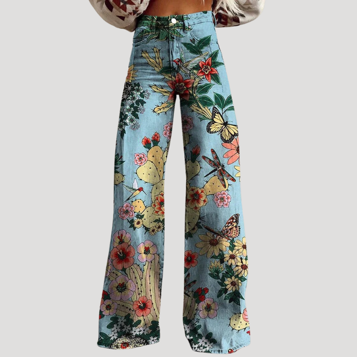 Women's Floral Wide Leg Palazzo Pants High Waisted Loose Fit
