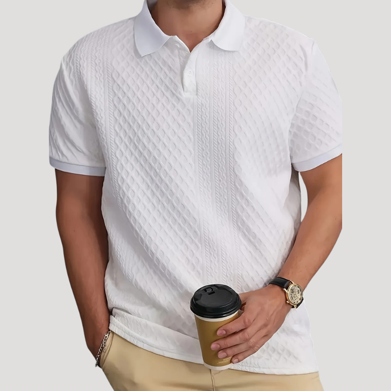 Men's Polo Shirt Textured Polo Knitted Polo Short Sleeve