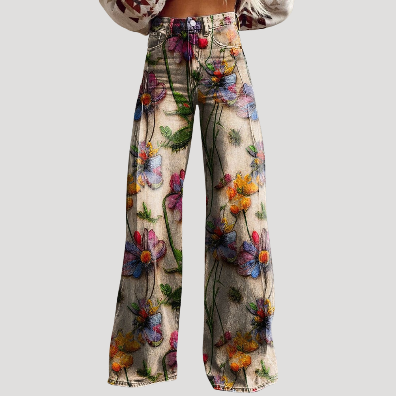 Women's Floral Wide Leg Palazzo Pants High Waisted Loose Fit
