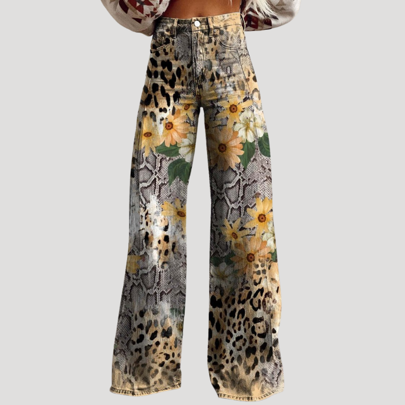 Women's Floral Wide Leg Palazzo Pants High Waisted Loose Fit