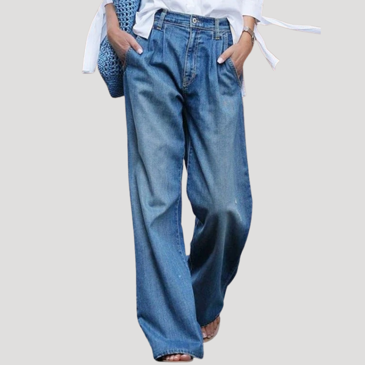 Women's Wide Leg High Waisted Jeans Loose Fit Full Length