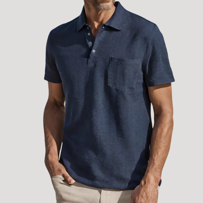 Men's Polo Shirt Pocket Collared Shirt Short Sleeve