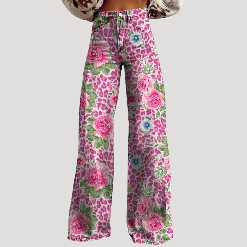 Women's Floral Wide Leg Palazzo Pants High Waisted Loose Fit