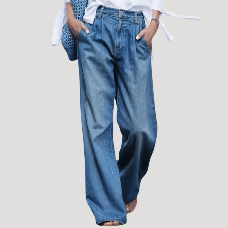 Women's Wide Leg High Waisted Jeans Loose Fit Full Length