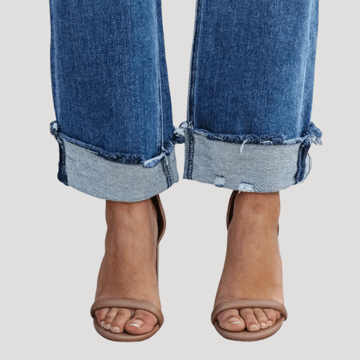 Women's Jeans Asymmetrical High Waisted Straight Leg Cropped Denim