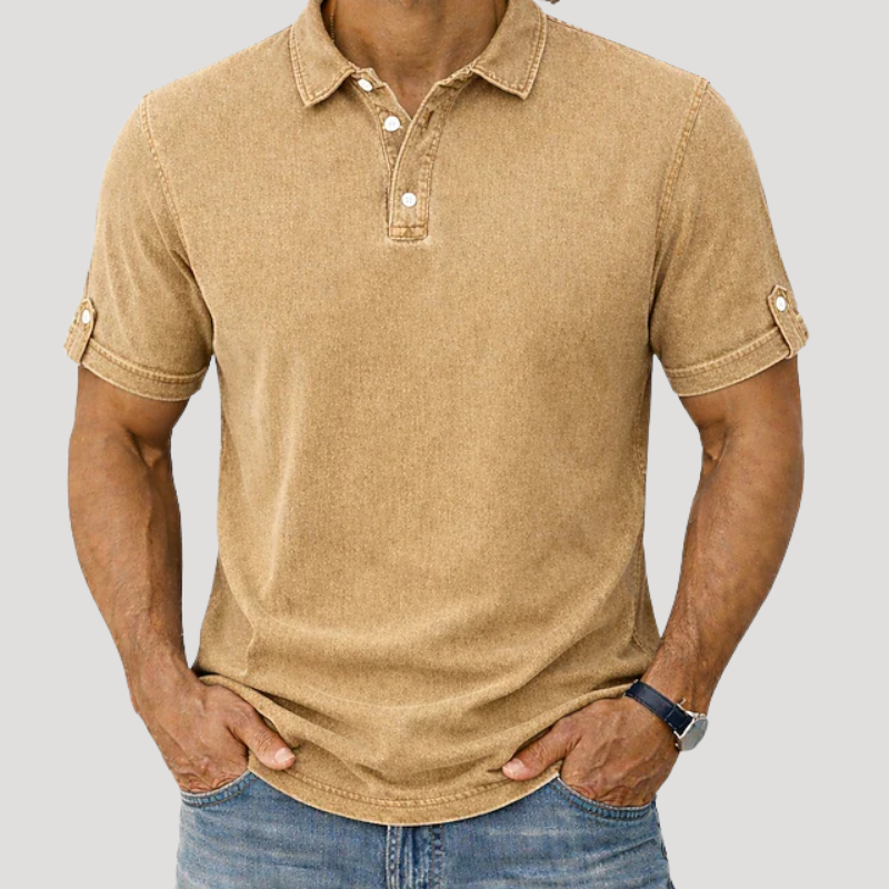 Men's Casual Polo Shirt Short Sleeve Button Collar