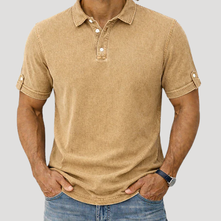 Men's Casual Polo Shirt Short Sleeve Button Collar