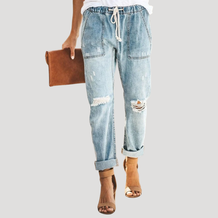 Women's Boyfriend High Waisted Ripped Jeans Distressed Loose Fit
