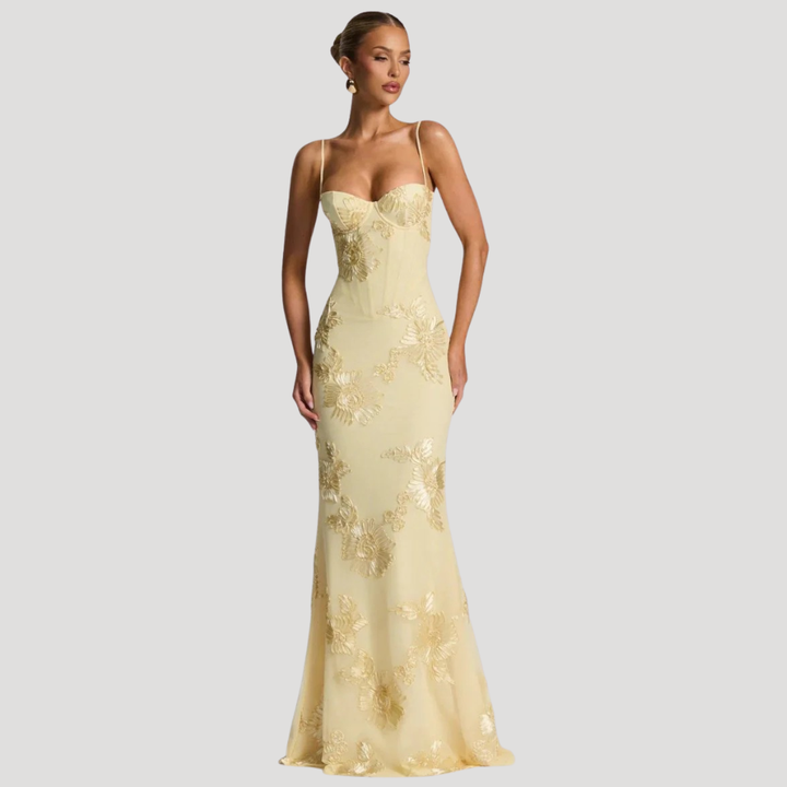 Women's Long Dress Lace Strapless Bustier Bodycon Mermaid Fit
