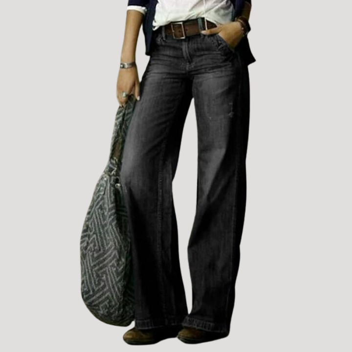 Women's Wide Leg High Waisted Jeans Straight Leg Denim Pants