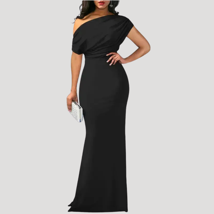 Women's Long Dress One Shoulder Bodycon Ruched Bridesmaid Cocktail