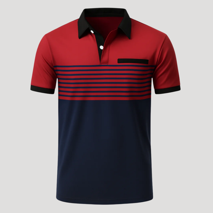 Men's Polo Shirt Striped Color Block Short Sleeve Casual Golf Tee