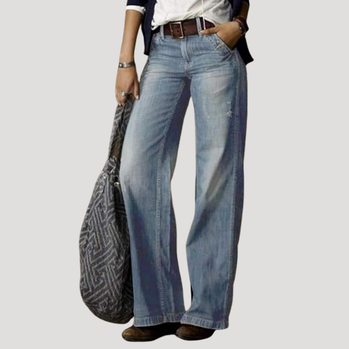 Women's Wide Leg High Waisted Jeans Straight Leg Denim Pants