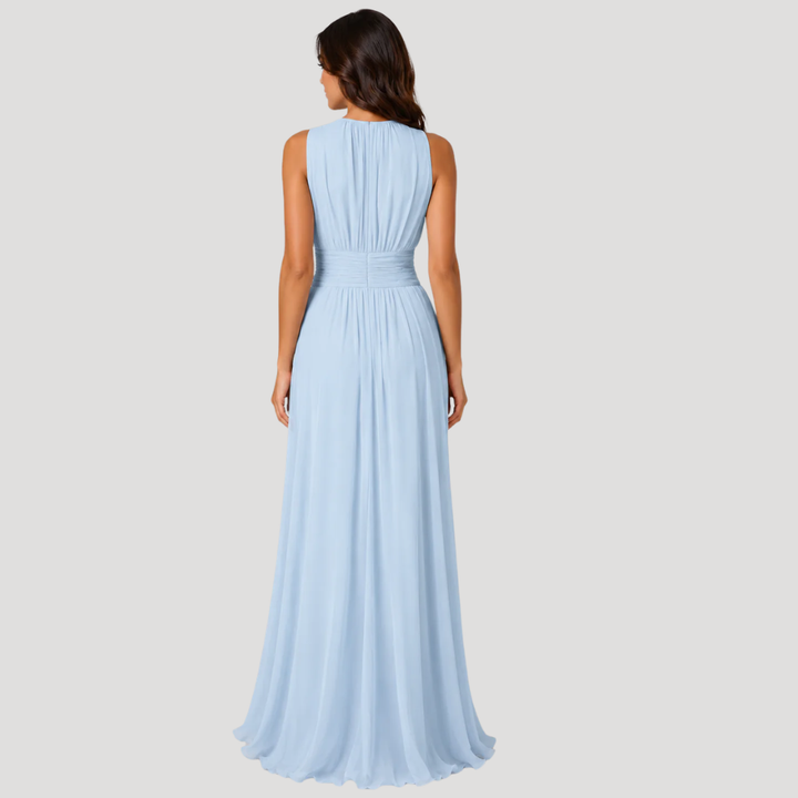 Women's Long Dress Maxi Pleated Sleeveless Chiffon Evening Wear
