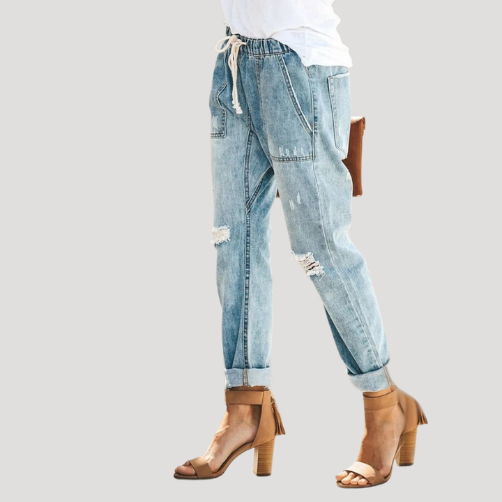Women's Boyfriend High Waisted Ripped Jeans Distressed Loose Fit