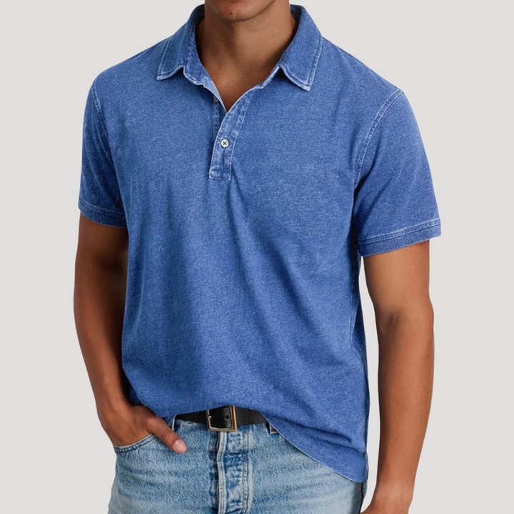 Men's Polo Shirt Vintage Washed Short Sleeve Casual Collared Golf