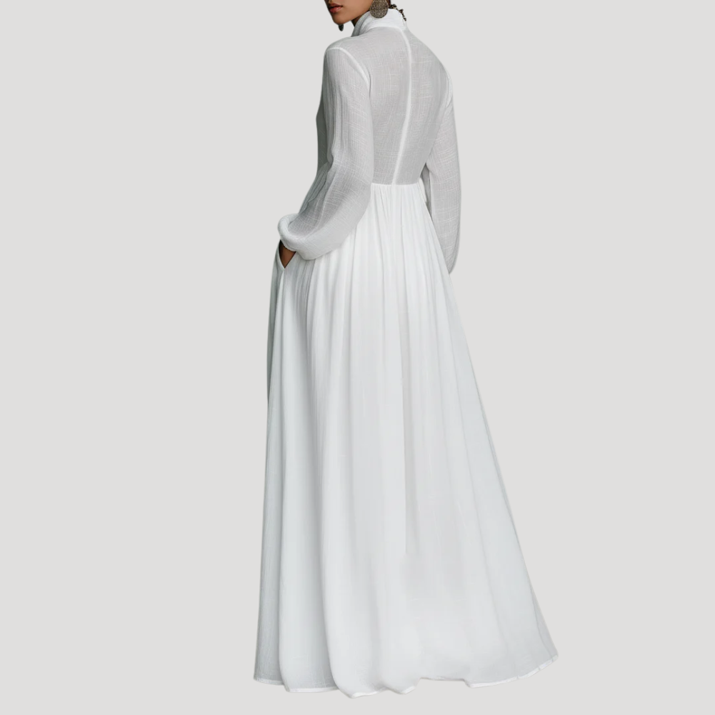 Women's Long Dress Maxi V Neck Shirt Long Sleeve Button Front