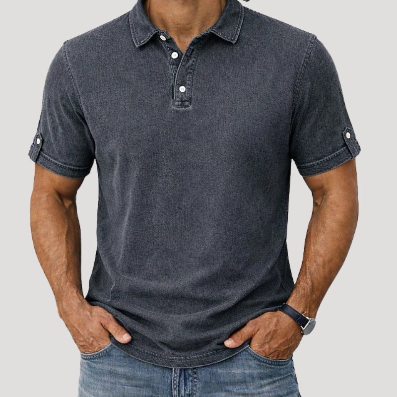 Men's Casual Polo Shirt Short Sleeve Button Collar