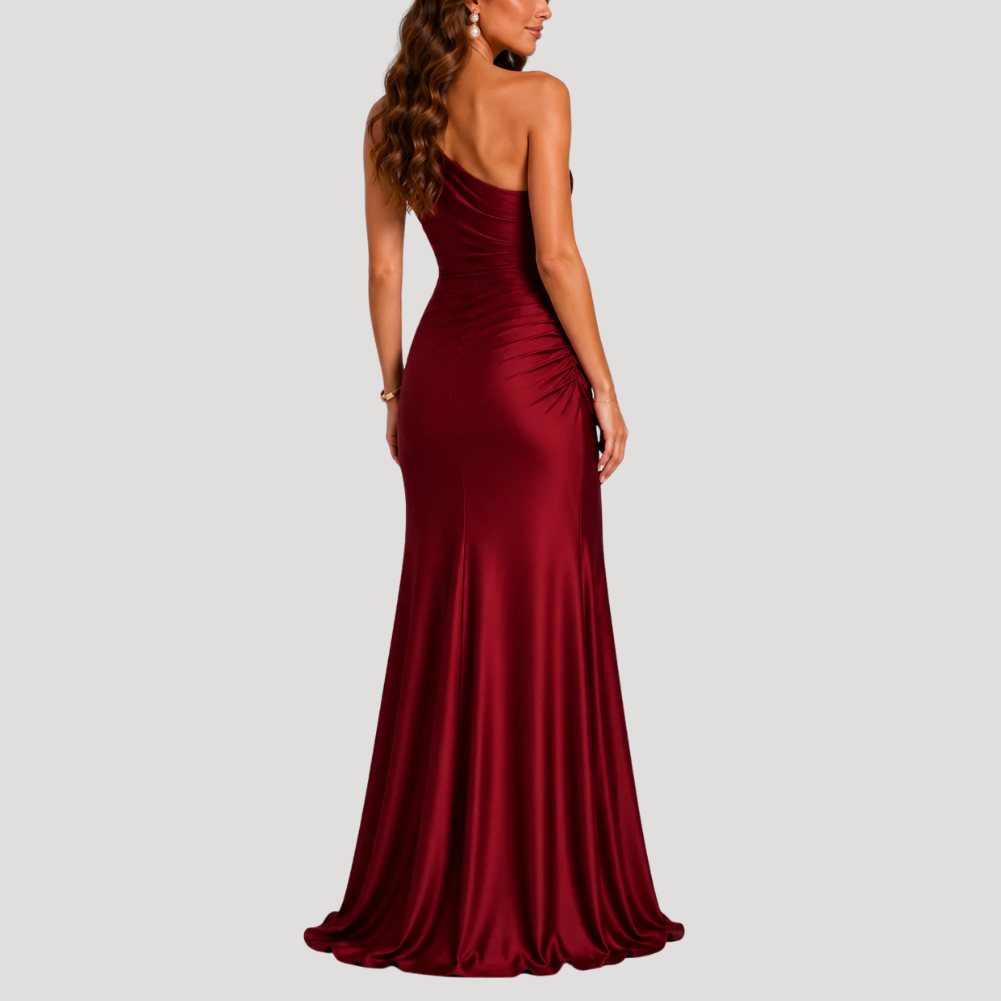 Women's Long Dress One Shoulder Bodycon Bridesmaid Gown