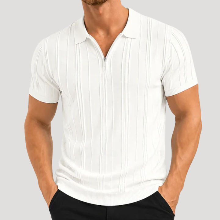Men's Polo Shirt Ribbed Knit Short Sleeve Casual Collared