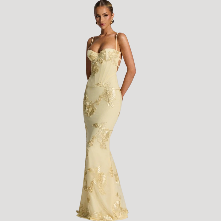 Women's Long Dress Lace Strapless Bustier Bodycon Mermaid Fit