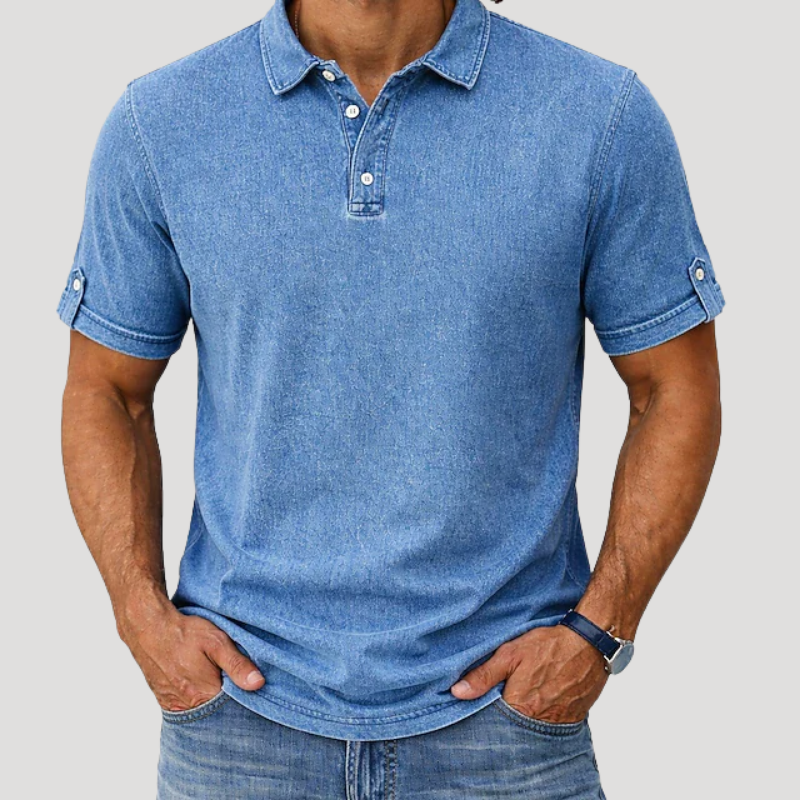 Men's Casual Polo Shirt Short Sleeve Button Collar