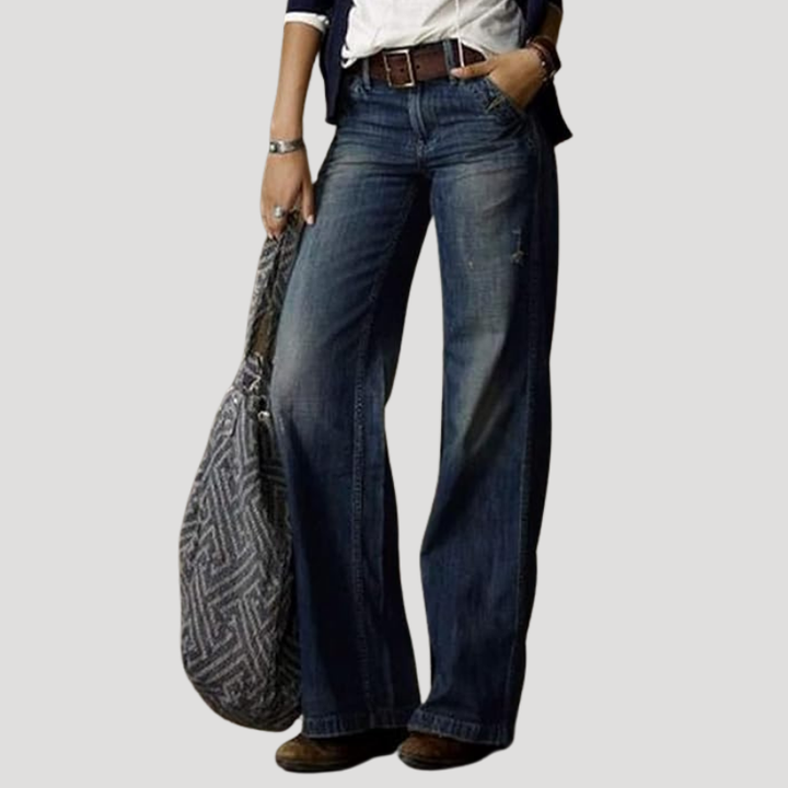 Women's Wide Leg High Waisted Jeans Straight Leg Denim Pants