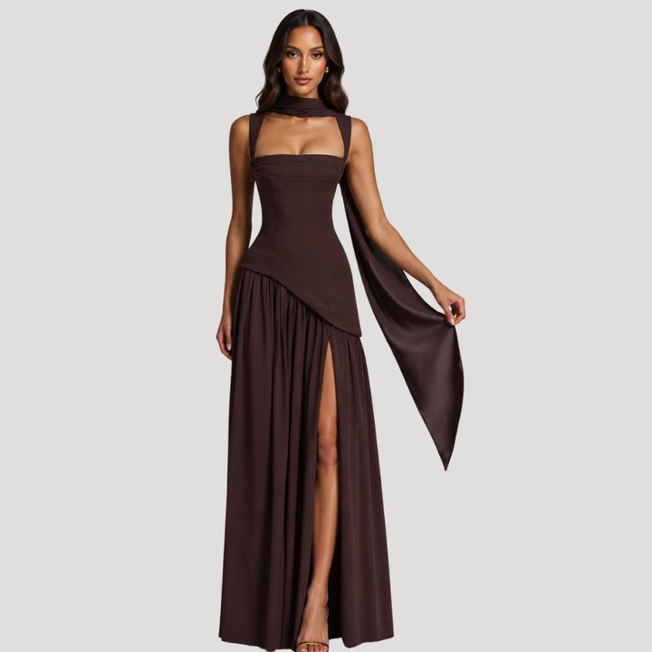 Women's Long Dress Strapless Bodycon Split Wedding Guest Gown
