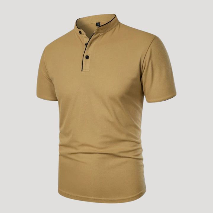 Men's Polo Shirt Mandarin Collar Short Sleeve Casual Golf Tee