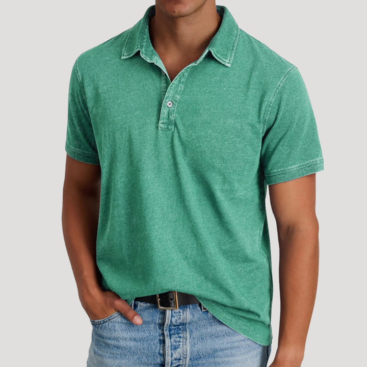 Men's Polo Shirt Vintage Washed Short Sleeve Casual Collared Golf