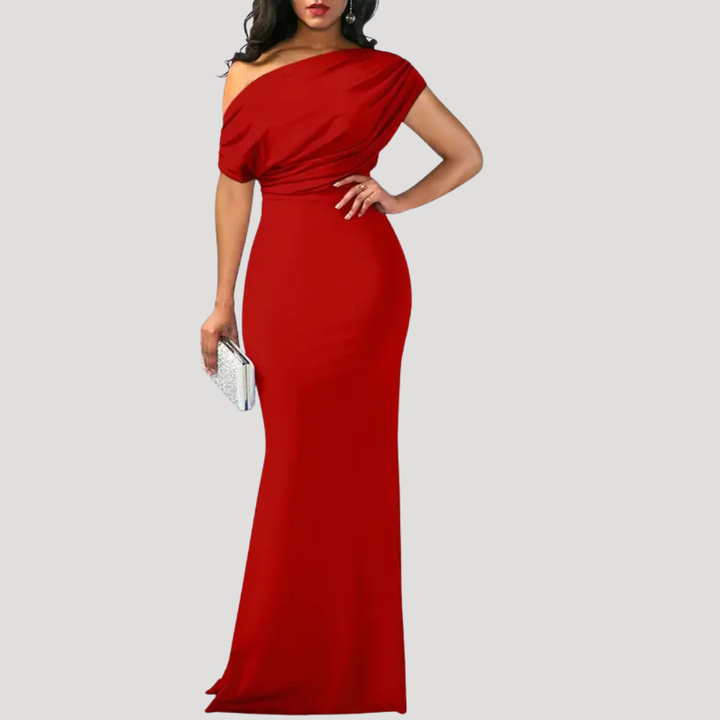 Women's Long Dress One Shoulder Bodycon Ruched Bridesmaid Cocktail