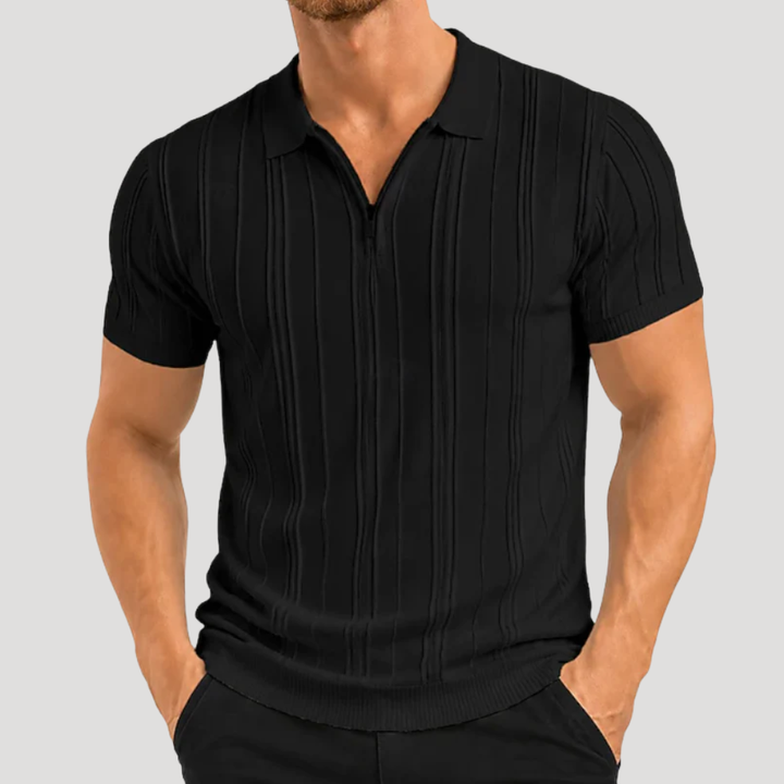 Men's Polo Shirt Ribbed Knit Short Sleeve Casual Collared