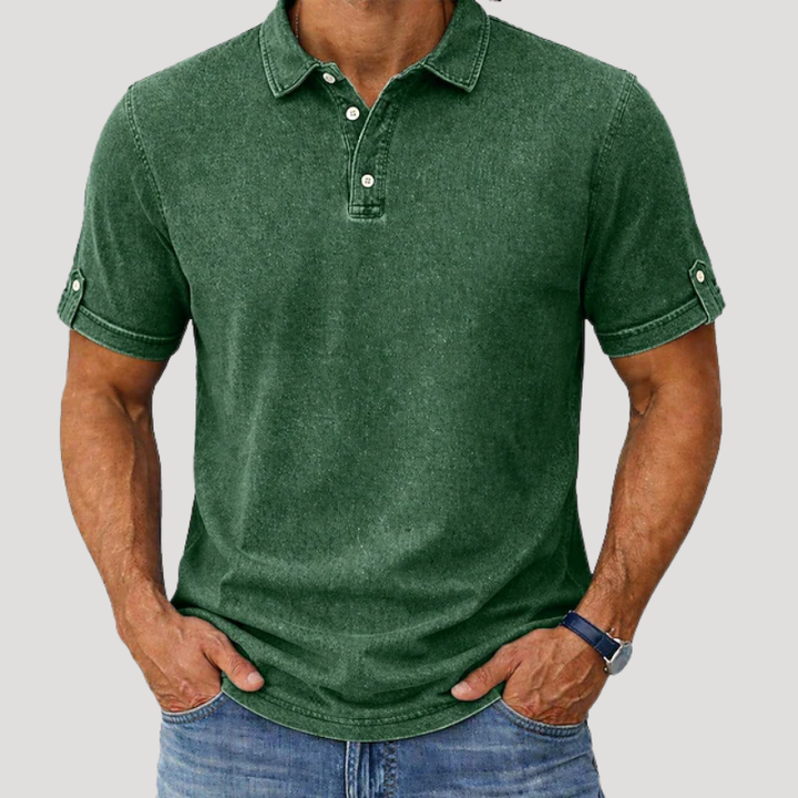 Men's Casual Polo Shirt Short Sleeve Button Collar