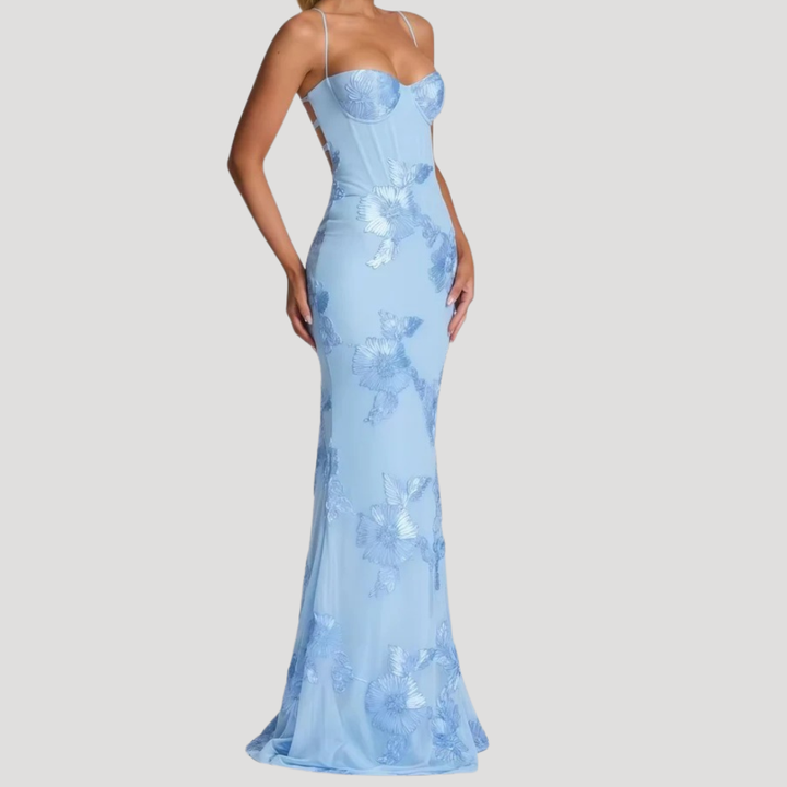 Women's Long Dress Lace Strapless Bustier Bodycon Mermaid Fit