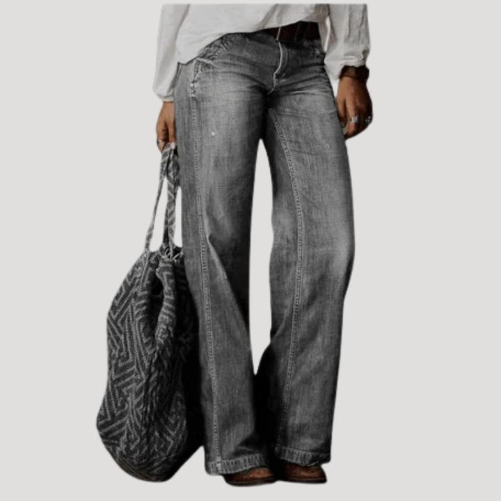 Women's Wide Leg High Waisted Jeans Straight Leg Denim Pants
