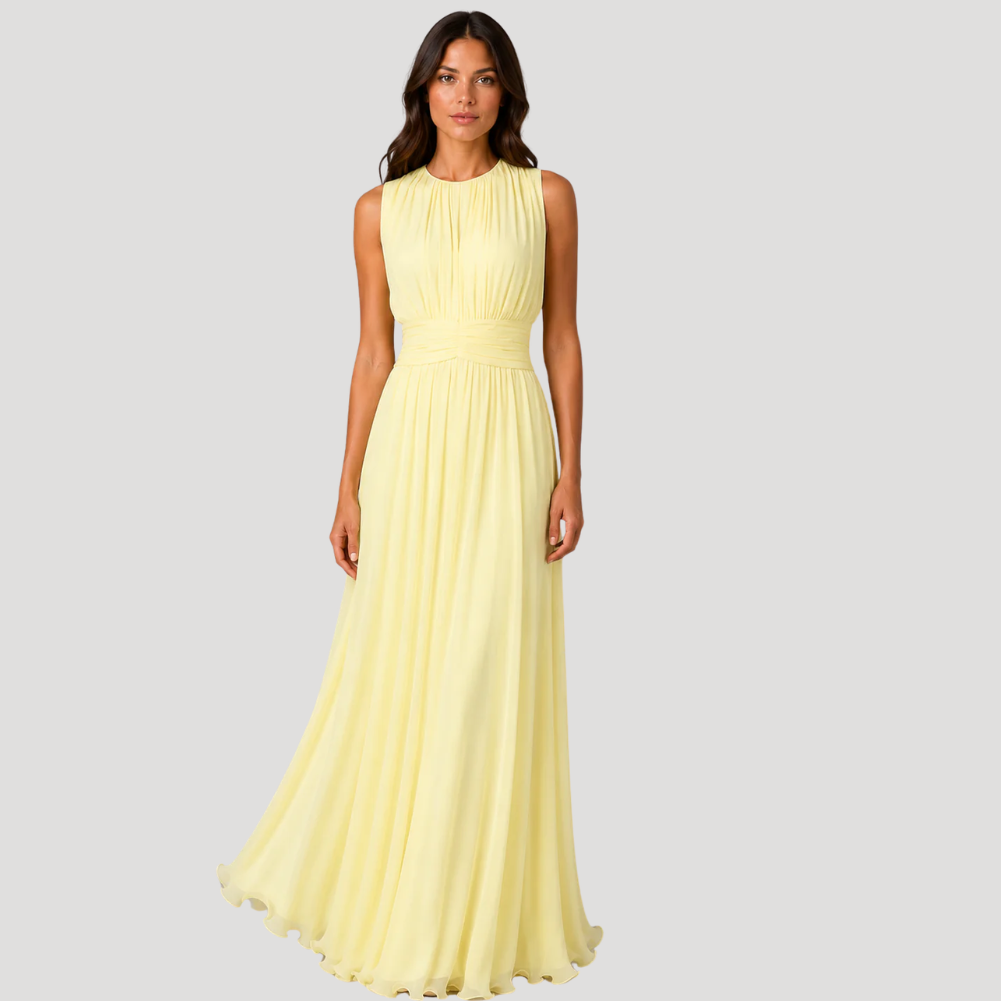 Women's Long Dress Maxi Pleated Sleeveless Chiffon Evening Wear
