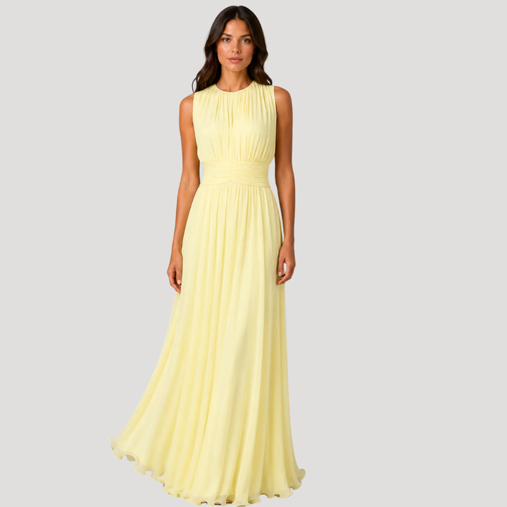 Women's Long Dress Maxi Pleated Sleeveless Chiffon Evening Wear