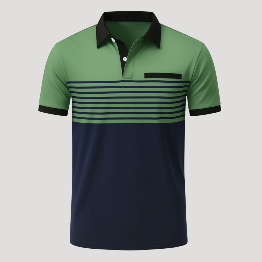 Men's Polo Shirt Striped Color Block Short Sleeve Casual Golf Tee