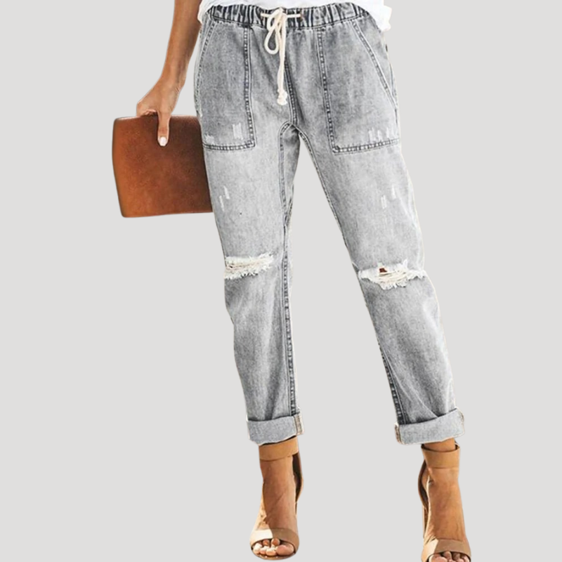 Women's Boyfriend High Waisted Ripped Jeans Distressed Loose Fit