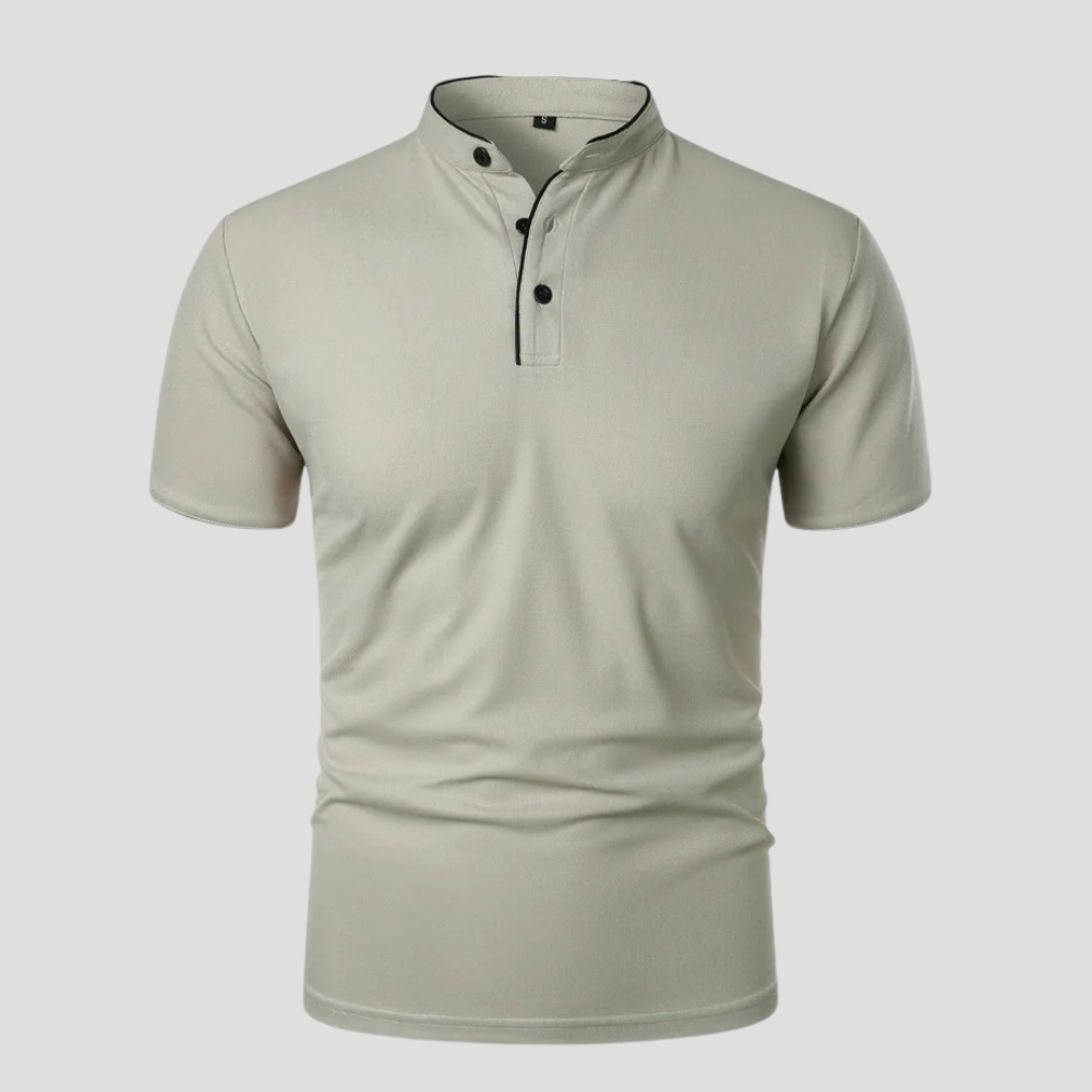 Men's Polo Shirt Mandarin Collar Short Sleeve Casual Golf Tee