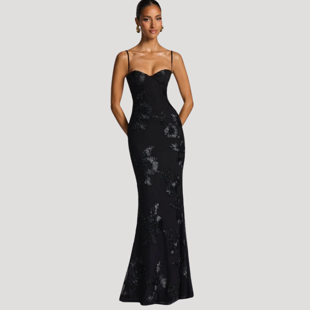 Women's Long Dress Lace Strapless Bustier Bodycon Mermaid Fit