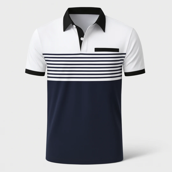 Men's Polo Shirt Striped Color Block Short Sleeve Casual Golf Tee