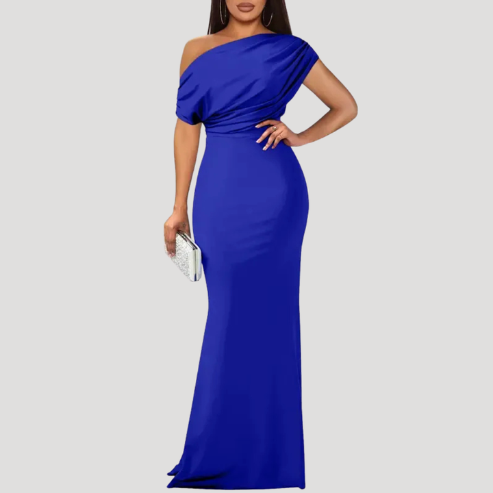 Women's Long Dress One Shoulder Bodycon Ruched Bridesmaid Cocktail