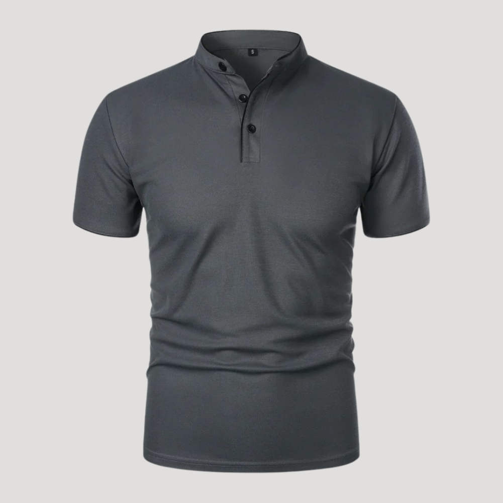 Men's Polo Shirt Mandarin Collar Short Sleeve Casual Golf Tee