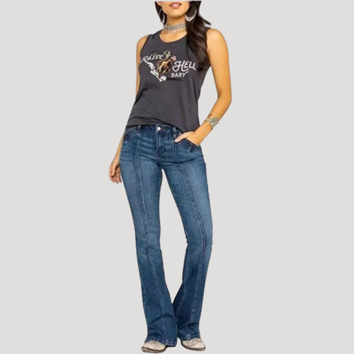 Women's Bootcut High Waisted Jeans Slim Fit Stretch Denim