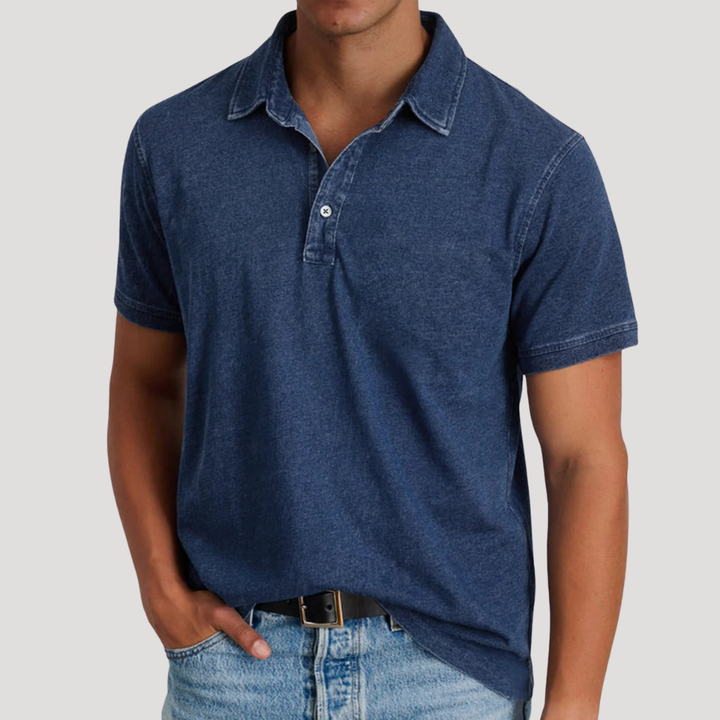 Men's Polo Shirt Vintage Washed Short Sleeve Casual Collared Golf