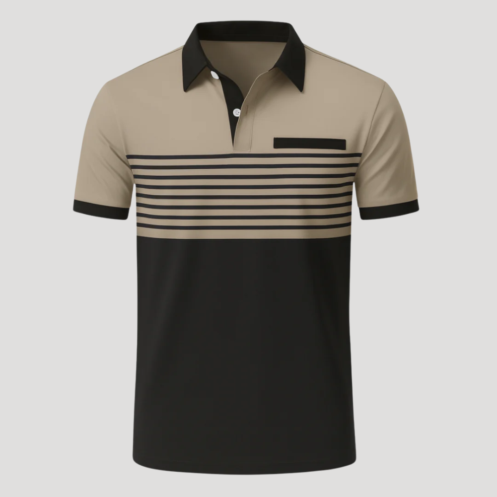 Men's Polo Shirt Striped Color Block Short Sleeve Casual Golf Tee