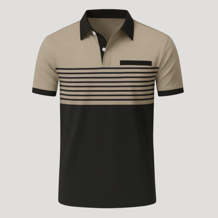 Men's Polo Shirt Striped Color Block Short Sleeve Casual Golf Tee