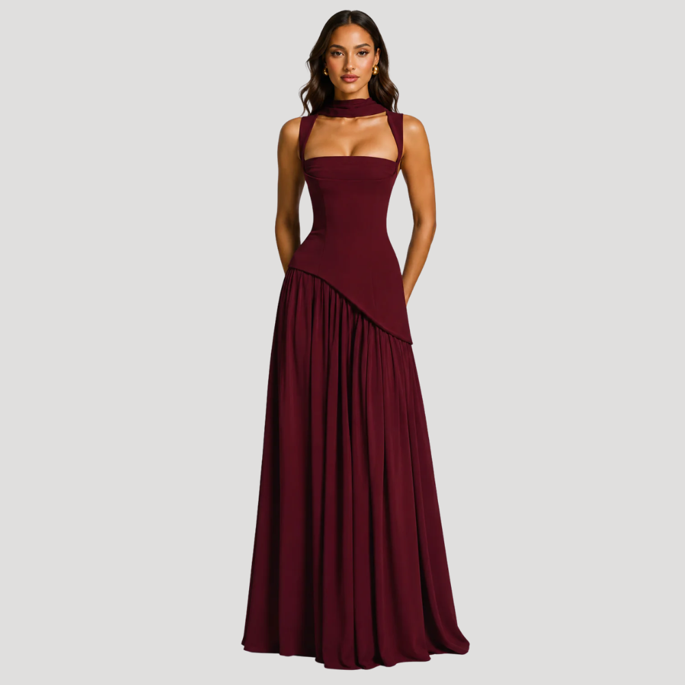 Women's Long Dress Strapless Bodycon Split Wedding Guest Gown
